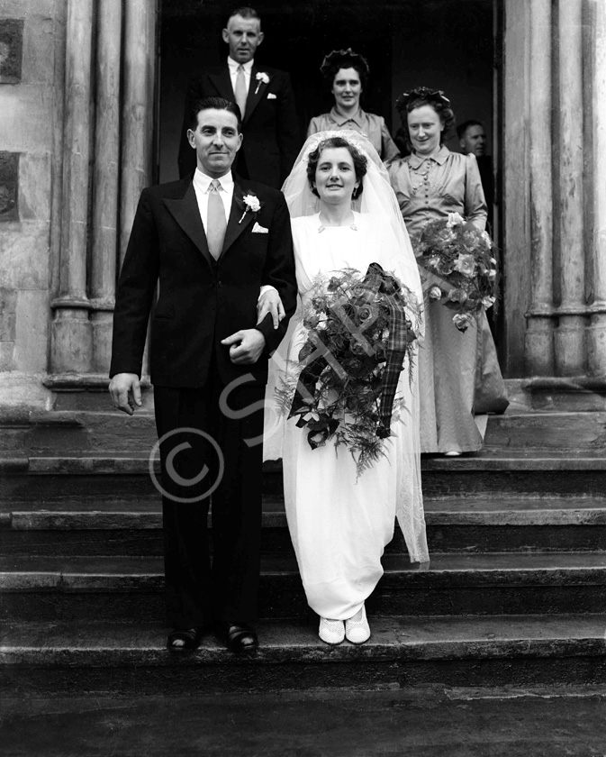MacFarquhar wedding outside St. Columba High Church, Inverness. 