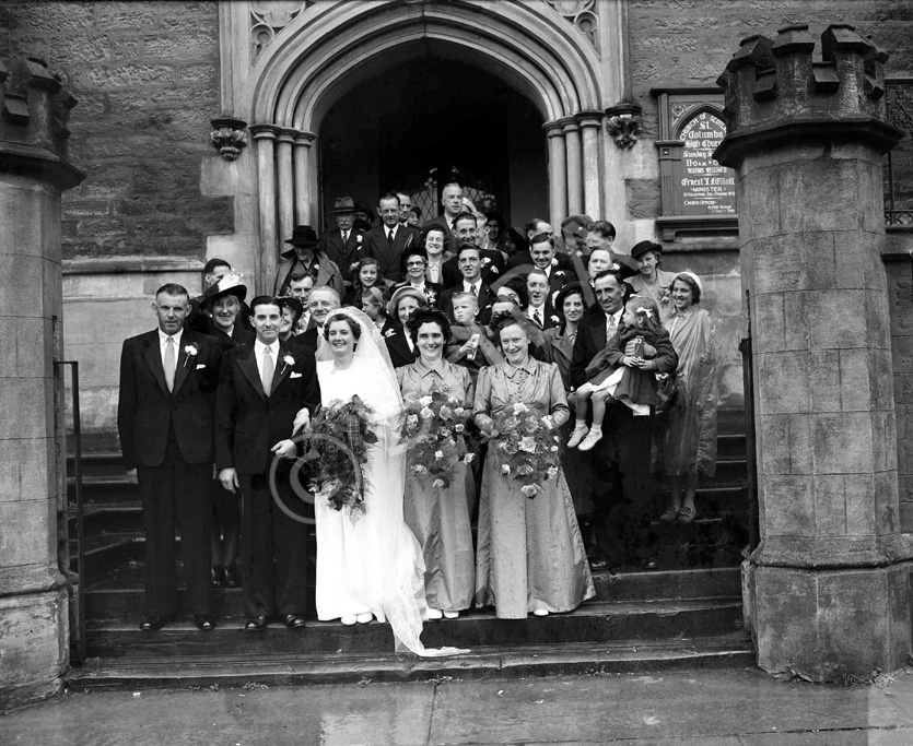 MacFarquhar wedding outside St. Columba High Church, Inverness. 