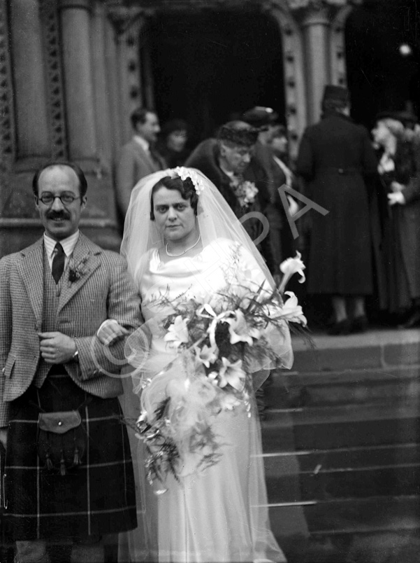 Hector Paterson (1904-1988) - Stella Saunders (1904-1987) wedding. Inverness Cathedral 1937. (See also image ref: 37284). Hector was the son of famous photographer Andrew Paterson (1877-1948).