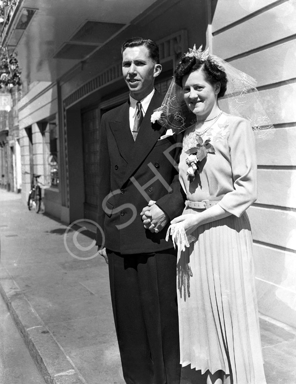 Inverness Wedding. Couple outside Cummings Hotel, (now The Kings Highway) in Church Street. #
