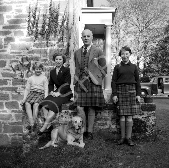 Colonel Ian Argyll Robertson of Brackla House with his family. Seaforth Highlanders. He retired from the army in 1968 and died in 2010.

