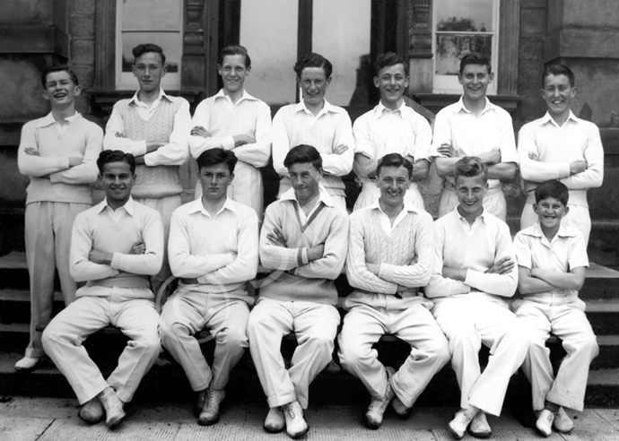 Inverness Royal Academy Cricket 1st XI 1950-1951. Rear: Arthur Craigmile, George Grant, Alistair Mac.....