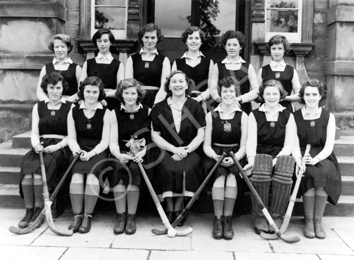Girl's Hockey 1st XI 1951-1952. Rear: Mary Smith, Frances MacDonald, Anne Campbell, Ruth McArdle, Ca.....