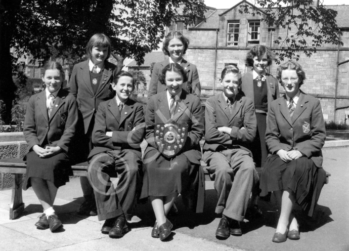 Inverness Royal Academy Scripture Union Quiz Team 1954-1955. Rear: Rae Martin, Kathleen Russell, Ali.....