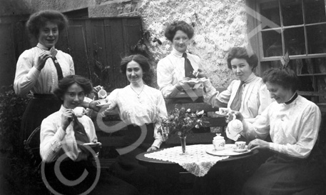 Robina Fraser (third left) and Gordon Castle staff, Fochabers. Submitted by Catherine Cowing. 