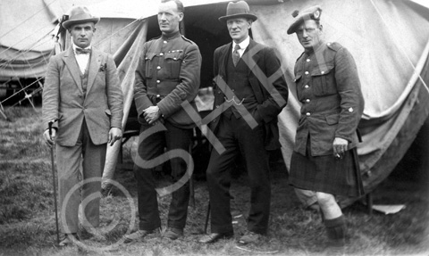 John Hogg (second right). Lieutenant John Hogg, MC, MM was born in 1887. He served in the Cameron Highlanders 1907 to 1920 and had the rare distinction of winning the Military Medal as a sergeant in 1916 and the Military Cross as an officer in 1919. A very full biography of him is held in the archives of the Highlanders' Museum at Fort George. Submitted by Catherine Cowing. 