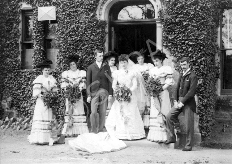 Taken on the steps of Westwood, Inverness, after the wedding of Isabella Menzies and Alexander Fraser in 1893. Fraser-Watts Collection.