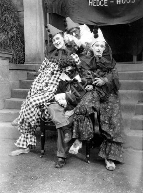 Recuperating soldiers at the Hedgefield House Red Cross Hospital during the First World War created their own entertainment. This is the Hedge-Hogs theatrical troupe. (Fraser-Watts Collection)