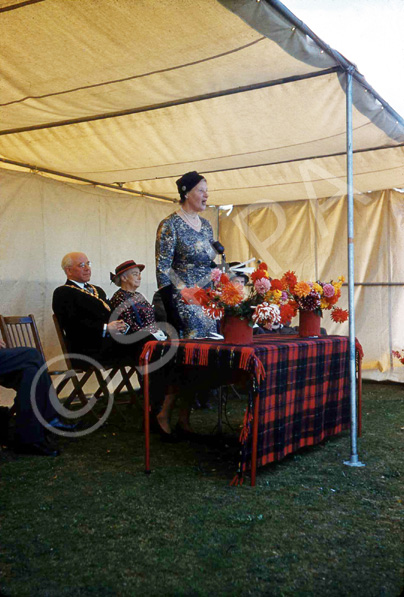 Opening of the new Carrol House Orphanage, Island Bank Road, Inverness. The Carrol House Orphanage was officially opened at 3.00pm on Wednesday 26th August 1959 by Lady Maud Baillie CBE (shown speaking here). Eighteen children, cared for by the Highland Orphanage Trust, moved from the old building in Culduthel Road a few weeks previously and settled in to the more compact and up-to-date premises. Robert Gilbert, chairman of the Board of Governors presided at the well-attended ceremony, which was also addressed by Provost Robert Wotherspoon. The matron was Mrs M. Maclean and the two house-mothers were Miss I. Ross and Miss N. Donaldson. A bouquet was presented to Lady Baillie by Heather la Freniere, one of the children in the home. (Courtesy James S Nairn Colour Collection). ~