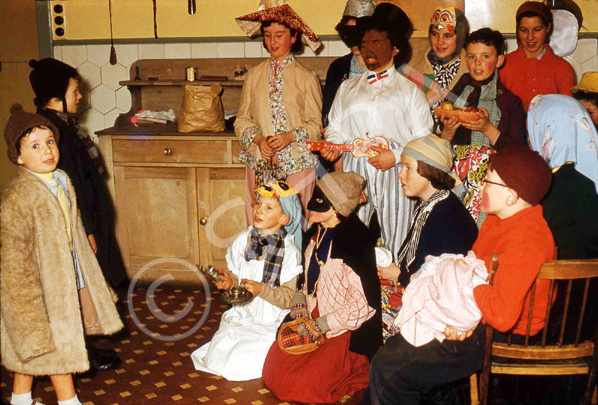 Halloween games at Carrol House orphanage, Island Bank Road, Inverness, October 1959. (Courtesy James S Nairn Colour Collection). ~ 