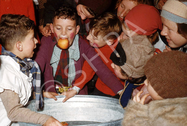 Halloween games at Carrol House orphanage, Island Bank Road, Inverness, October 1959. (Courtesy James S Nairn Colour Collection). ~ 