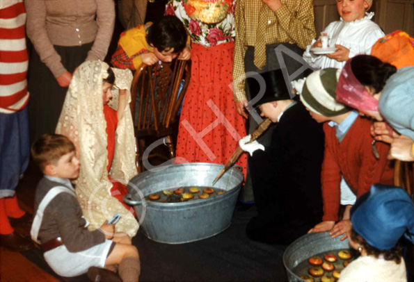 Halloween games at Carrol House orphanage, Island Bank Road, Inverness, October 1960. (Courtesy James S Nairn Colour Collection). ~ 