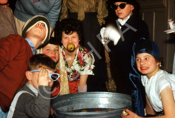 Halloween games at Carrol House orphanage, Island Bank Road, Inverness, October 1960. (Courtesy James S Nairn Colour Collection). ~ 