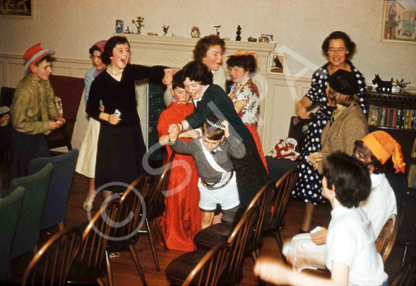 Halloween games at Carrol House orphanage, Island Bank Road, Inverness, October 1960. (Courtesy James S Nairn Colour Collection). ~ 