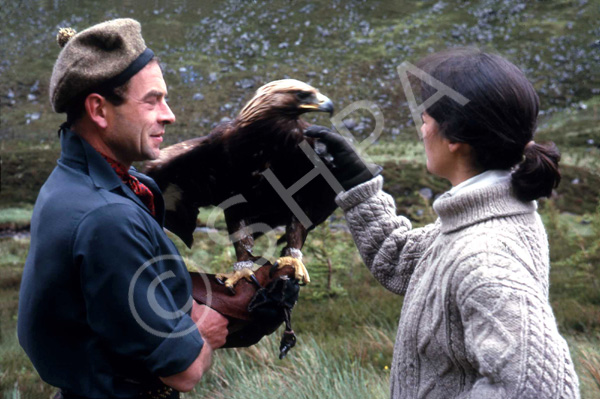 Peter Combe with Wendy Stewart and Murdoch the golden eagle in Strathconon. (Courtesy James S Nairn .....