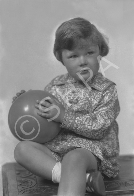 Child holding ball, of Mrs Smith, 5 Windsor Place, Dundee, September 1926......
