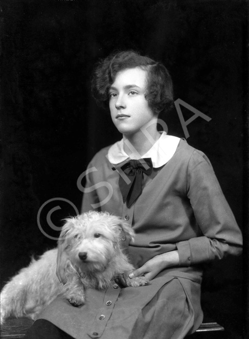 Young woman portrait, with pet terrier dog. #.....