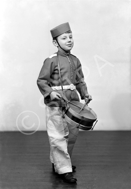 Master Gordon McIntosh, 20 Leys Drive, Inverness, dressed as a drummer boy.  .....