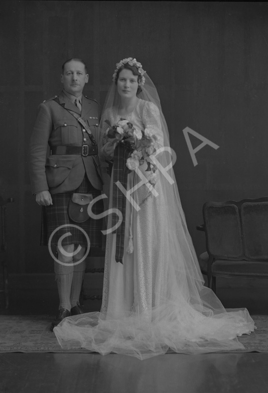 Major & Mrs Fraser, bridal. Major James W. Fraser was born in 1893 at Crask of Aigas, Beauly, and se.....