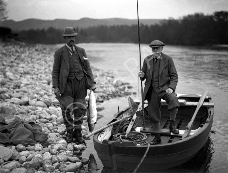 Salmon fishermen on Highlands river. #.....